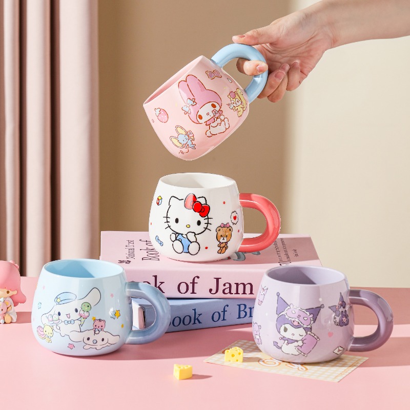 Coffee Tea Shop - サンリオクロミセラミックビッグベリーマグかわいいインスタイルハイビューティーカップルカップ女性ホームコーヒーカップ電子レンジ消毒キャビネット