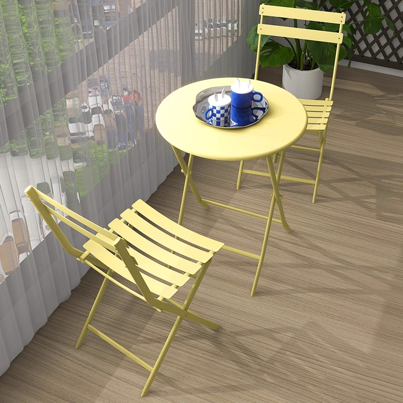 Coffee Tea For Garden - 小型折りたたみ式ティーテーブルと椅子の組み合わせ、カジュアルなコーヒーバルコニーセット、庭やキャンプ用、ネットレッドカラー