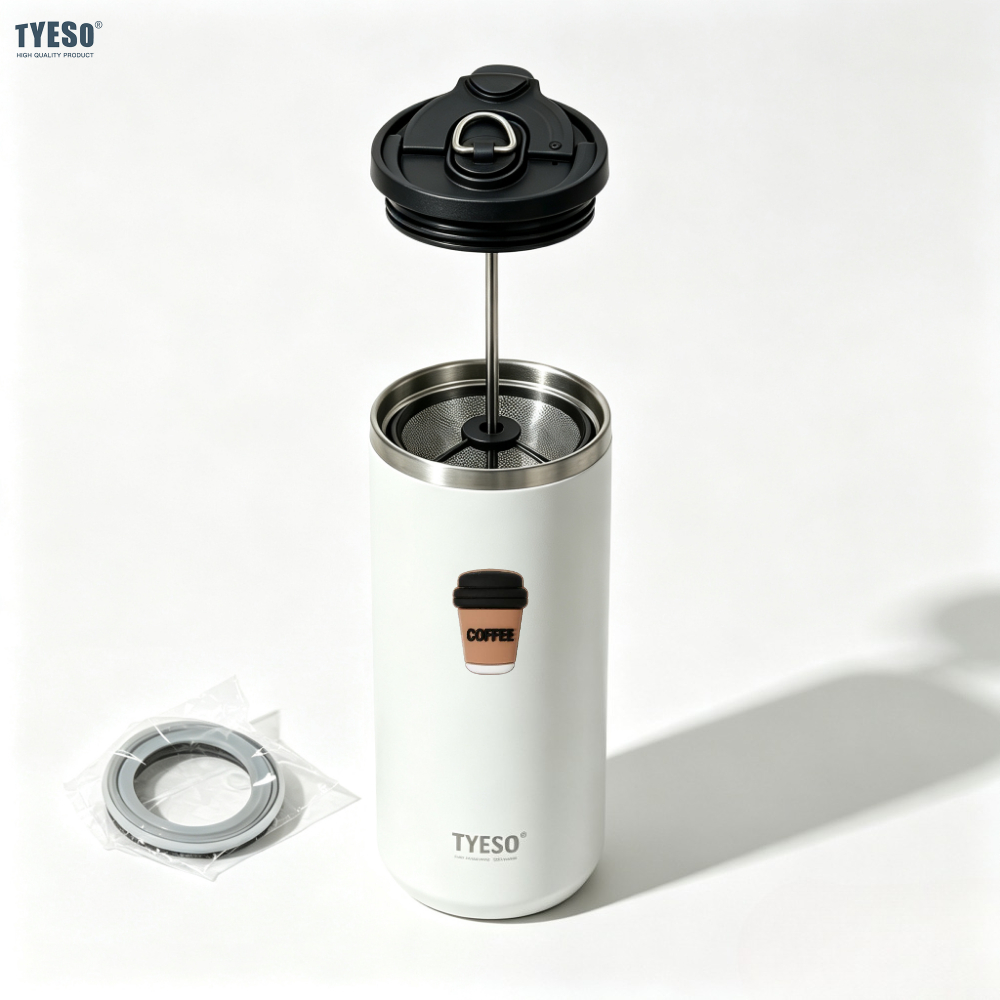 Coffee Tea Press - Tyeso 750ml フレンチプレス真空断熱マグカップ ステンレス製 コールドブリューコーヒーメーカー ティーインフューザー