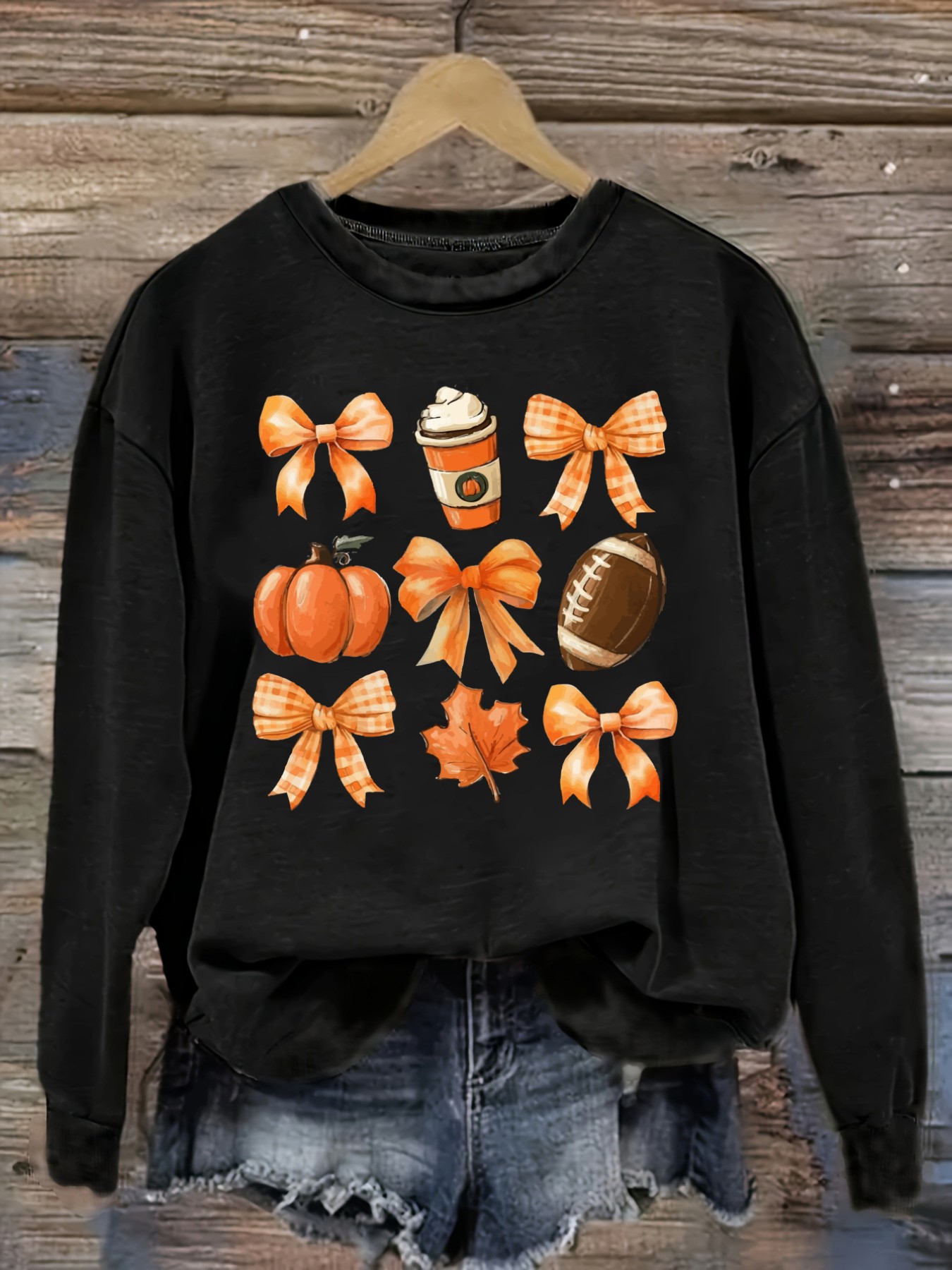 レディースカジュアル長袖クルーネックTシャツ、パンプキンボウ - Coffee & Tea Difabis のレビューと価格