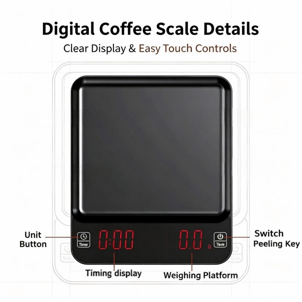 3kg/0.1g高精度デジタルコーヒースケール、LEDポータ - Coffee & Tea Difabis のレビューと価格