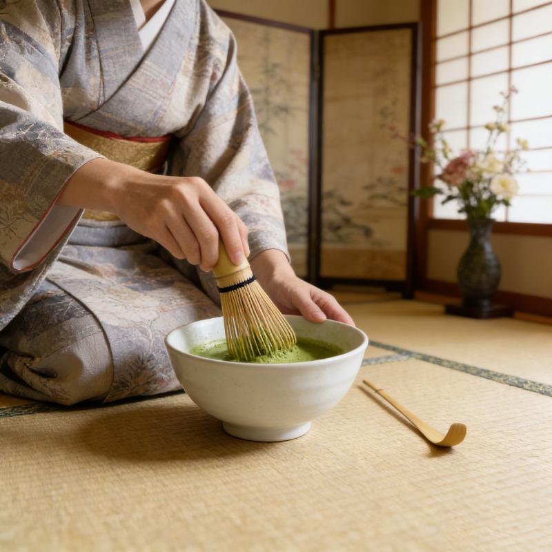 日本の抹茶茶筅 - 竹製の茶台と茶さじの付属品 - Matcha Whisk Set のレビューと価格