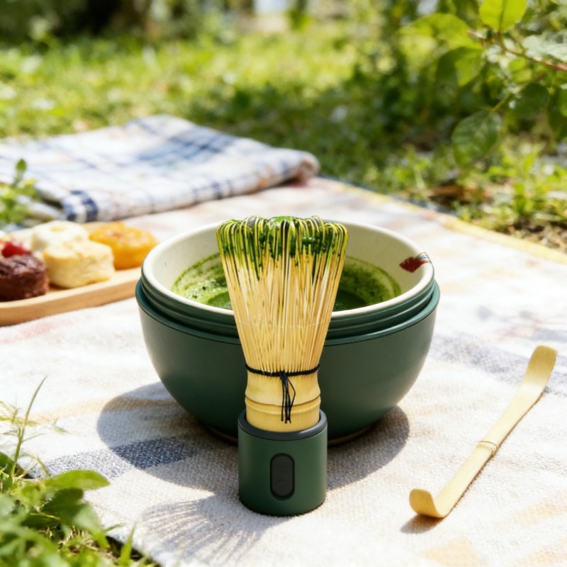 日本の抹茶茶筅 - 竹製の茶台と茶さじの付属品 - Matcha Whisk Set のレビューと価格
