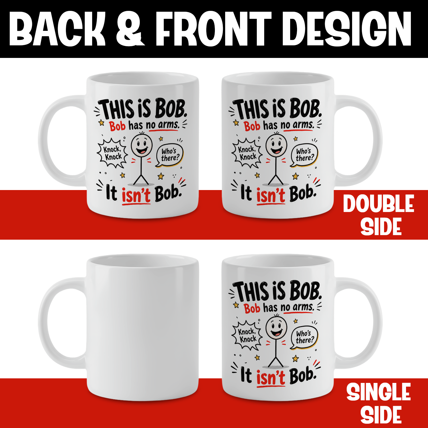 面白い白いセラミックコーヒーマグ – 「これはボブだ」ジョー - Coffee Tea Jokes のレビューと価格