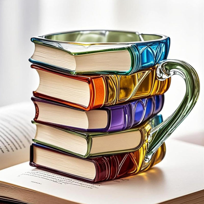本コーヒーマグカプチーノカラフルな 3D 図書館ブックマグ棚 - Coffee Tea Library のレビューと価格