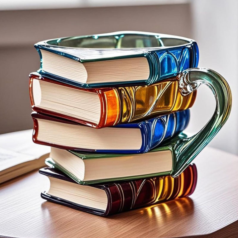 本コーヒーマグカプチーノカラフルな 3D 図書館ブックマグ棚 - Coffee Tea Library のレビューと価格