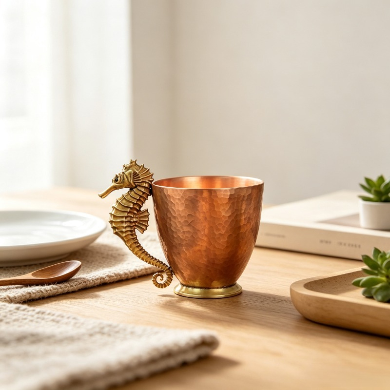 オリジナル銅製コーヒーマグ、タツノオトシゴの形をしたティーカ - Coffee Tea Meaning のレビューと価格