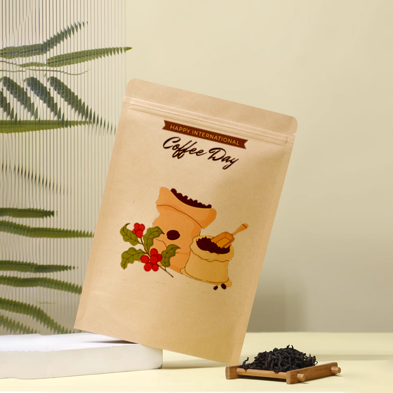 印刷クラフト紙ジッパーバッグ、再利用可能な自己密封式キャンデ - Coffee Tea Day のレビューと価格