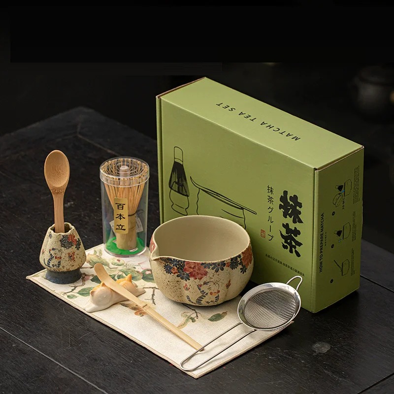8点セット 日本製 火打石抹茶セット 竹製抹茶茶筅 高級抹茶 - Matcha Whisk Set のレビューと価格