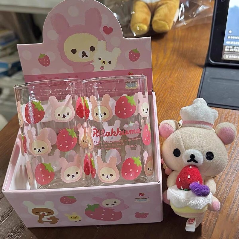 リラックマ ガラスカップ かわいい漫画のイチゴ柄 透明ドリン - Coffee Tea Shop のレビューと価格