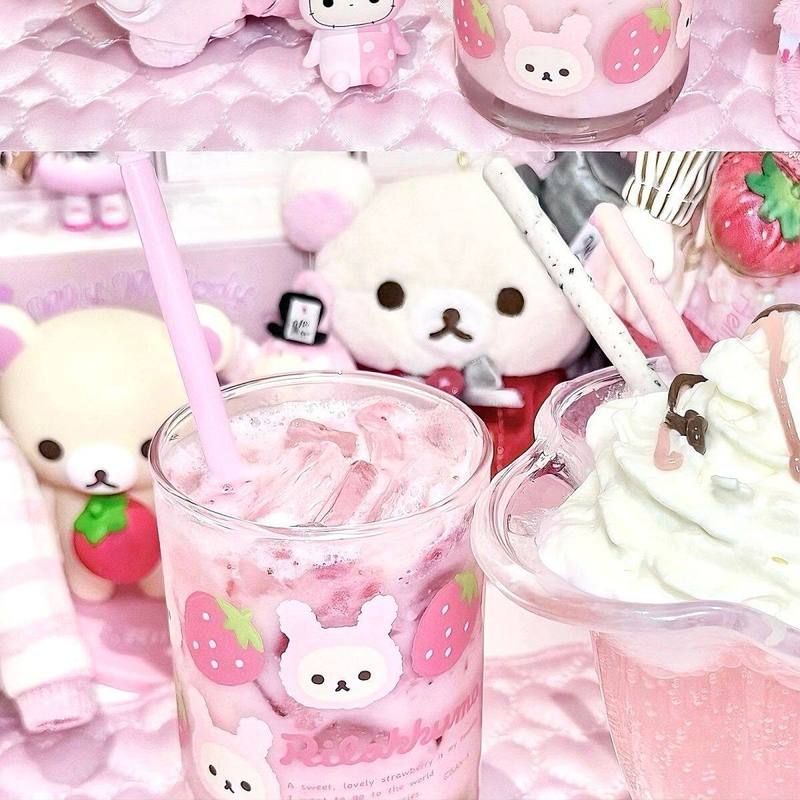 リラックマ ガラスカップ かわいい漫画のイチゴ柄 透明ドリン - Coffee Tea Shop のレビューと価格