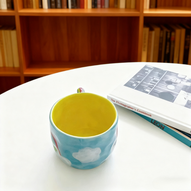 虹色の韓国風手描き不規則セラミックマグカップ、手描きの花柄コ - Coffee Tea Day のレビューと価格
